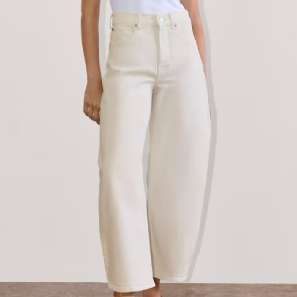 NEW Everlane The Way High Barrel Jean Womens 23 Ecru Barrel Leg